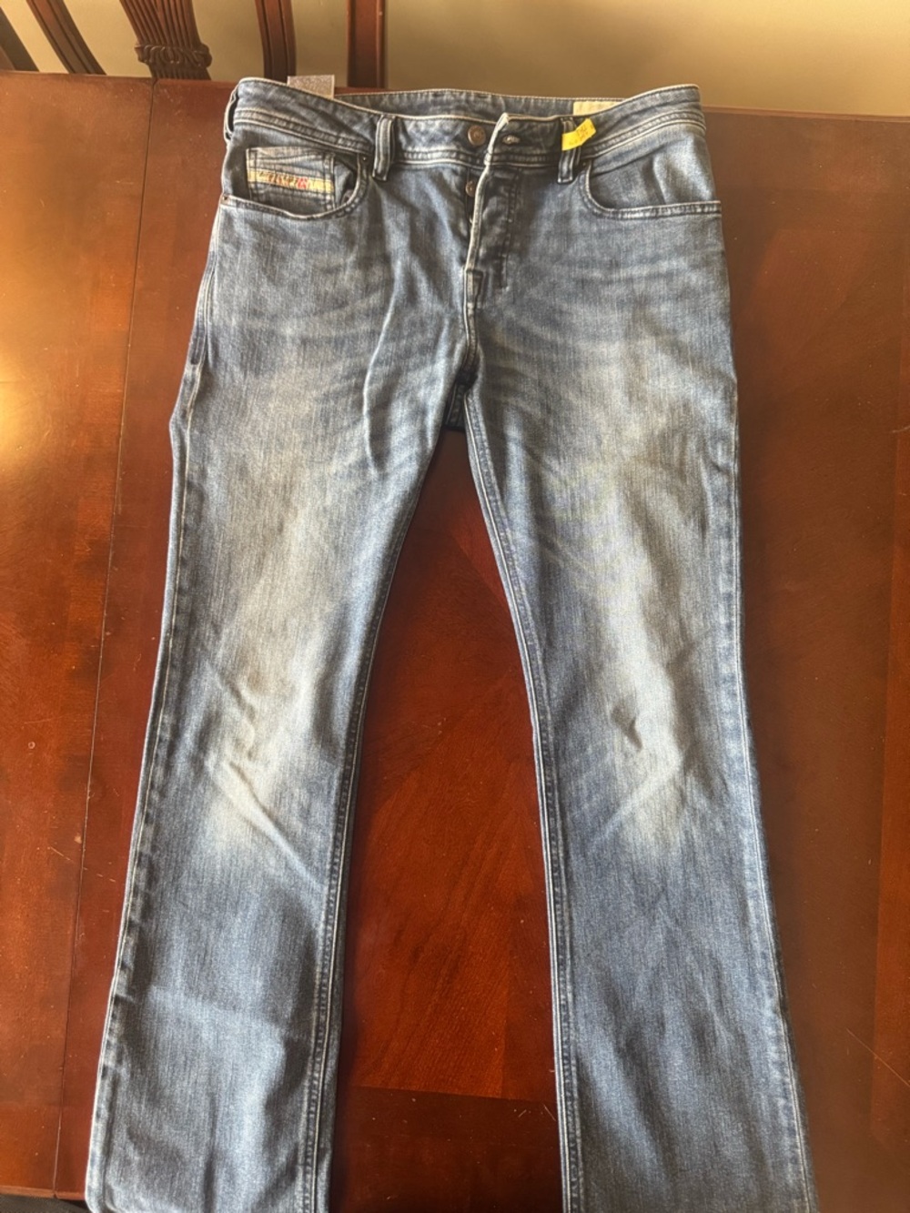Diesel Straight Leg Faded Blue Jeans